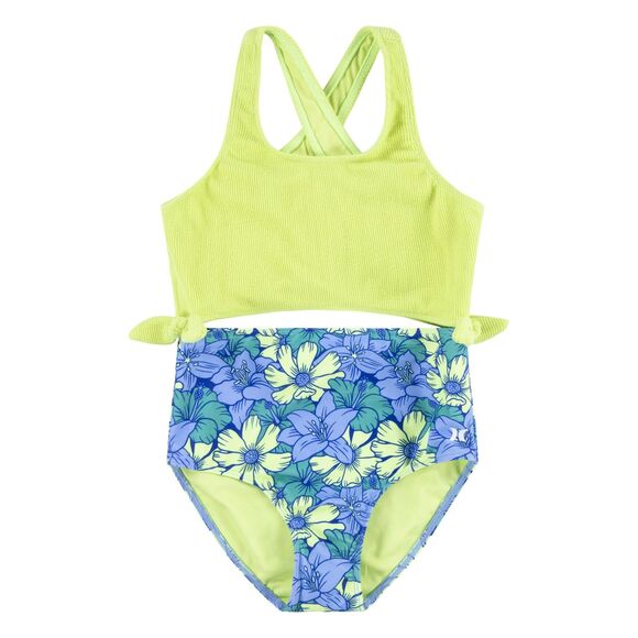 hurley Other - Hurley Girls' 1-Piece Cut Out Swim Suit Melon Tint Girls size 14 NWT